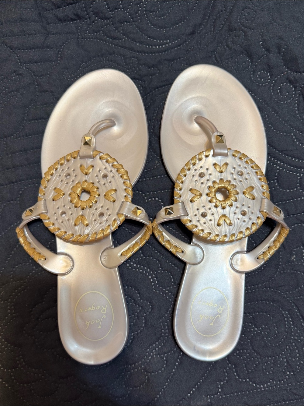 Jack Rogers | Georgica Jelly Sandals Silver Gold Size 9
